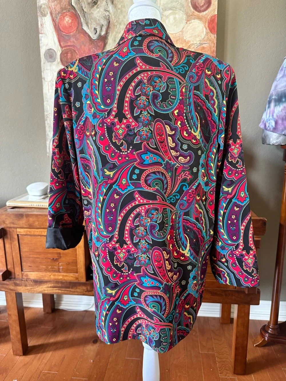 Kensington Square Vintage Paisley Blazer - Black with Multicolor Print